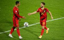 Belguim's Youri Tielemans and Dries Mertens celebrate a goal against England in their UEFA Nations League match on 15 November 2020. Picture: @EURO2020/Twitter