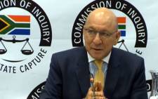 A screengrab shows Trevor Manuel, who appeared before the state capture commission of inquiry on 1 March 2019. 