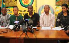 ANCYL leaders addressing a media conference. Picture: Taurai Maduna/EWN