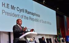 President Cyril Ramaphosa delivering the opening address at the BRICS Summit. Picture: @PresidencyZA/Twitter.