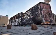 The Mmabana Arts and Cultural Centre in Mahikeng has been gutted in a fire during protests in the area. According to locals, many artists such as Cassper Nyovest have learned and performed at the centre. Picture: Ihsaan Haffejee/EWN