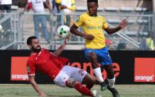 Themba Zwane evades an Al Ahly defender at the Lucas ‘Masterpieces’ Moripe stadium on 6 April 2019. Picture: sundownsfc.com