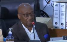 A screengrab of former South African Revenue Service commission, Tom Moyane, appearing at the state capture inquiry on 26 May 2021. Picture: SABC/YouTube