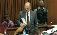 Forensic expert Roger Dixon at the Oscar Pistorius murder trial on 17 April 2014. Picture: Pool.