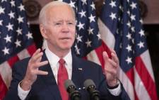 US Democratic presidential candidate and former Vice President Joe Biden speaks about the unrest across the country from Philadelphia City Hall on 2 June 2020 in Philadelphia, Pennsylvania. Picture: AFP