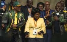 FILE: President Jacob Zuma, Nkosazana Dlamini Zuma and Cyril Ramaphosa dance after the closing session of the ANC's policy conference on 5 July 2017. Picture: AFP