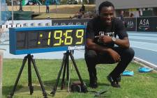 Clarence Munyai broke the SA 200m record at the Tuks Stadium on 16 March 2018. Picture: Twitter/@Wesbotton 