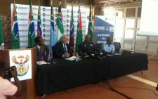 SAAF senior officials at a media briefing giving details surrounding the proposed new VVIP jet for President Jacob Zuma on 10 November 2015, in Pretoria. Picture: Kgothatso Mogale/EWN.