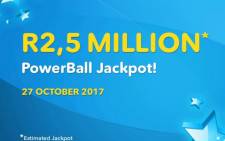 The estimated PowerBall jackpot for the draw on 27 October 2017. Picture: @sa_lottery