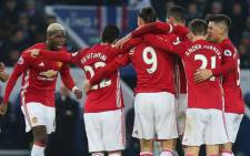 Manchester United players celebrate their victory against struggling Leicester City after beating them 3-0 in the English Premier League on 5 February 2017. Picture: Facebook. 