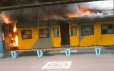 FILE: Metrorail train fire at Cape Town Train Station. Picture: EWN.