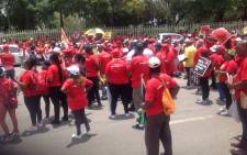 NUM members have marched on Eskom’s Megawatt Park headquarters in Johannesburg to protest the proposed privatisation of Eskom. Picture: Twitter