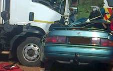 Four people were killed following a head on collision between a light motor vehicle and a truck in Klerksdorp on 22 December 2012. Picture: Netcare 911