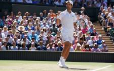 Novak Djokovic celebrates a point during his Wimbledon final match against Kevin Anderson on 15 July 2018. Picture: @Wimbledon/Twitter