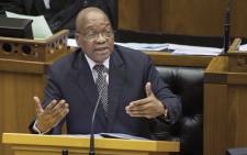 President Jacob Zuma addresses the National Assembly in Parliament. Picture: AFP