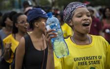 University of the Free State students sing and dance during demonstrations on the main campus in Bloemfontein over transformation issues. Picture: Reinart Toerien/EWN.