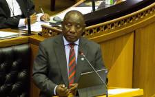 FILE: President Cyril Ramaphosa in the National Assembly Chamber in Parliament in Cape Town. Picture: @ParliamentofRSA/Twitter