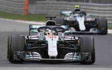 Mercedes' British driver Lewis Hamilton steers his car ahead of Mercedes' Finnish driver Valtteri Bottas to win the Formula One Russian Grand Prix at the Sochi Autodrom circuit in Sochi on 30 September 2018. Picture: AFP