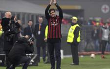 Former AC Milan player Kaka greets fans during the UEFA Europa League group D football match between AC Milan and FK Austria-Wiendur at the San Siro stadium in Milan on 23 November, 2017. Picture: AFP
