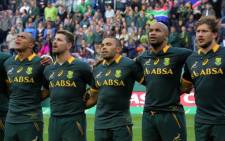 FILE: The Springboks sing the national anthem before the start of their clash against the World XV at Newlands on 7 June, 2014. Picture: EWN.