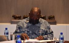 President Cyril Ramaphosa puts final touches on his State of the Nation Address speech. Picture: @Presidency/Twitter.