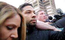 Empire actor Jussie Smollett leaves Cook County jail after posting bond on 21 February 2019 in Chicago, Illinois. Picture: AFP