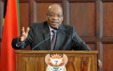 President Jacob Zuma briefing media on xenophobia and the migration policy and promote united action to deal with the challenges the country is facing on 22 April 2015. Picture: GCIS.