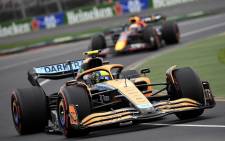 McLaren's British driver Lando Norris drives during the third practice session at the Albert Park Circuit in Melbourne on April 9, 2022, ahead of the 2022 Formula One Australian Grand Prix.