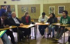 Western Cape Education MEC Debbie Schafer met parents of protesting learners at Sans Souci Girls High School last week. Picture: Monique Mortlock/EWN.