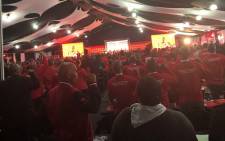 Delegates gathering at Boksburg for the National Union of Mineworkers national congress. Picture: Qaanitah Hunter/EWN.