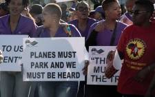 Numsa and South African Cabin Crew Association (Sacca) members picket at the SAA Airways Park in Kempton Park on 15 November 2019. Picture: Xanderleigh Dookey/EWN