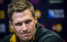 FILE: South Africa's centre and captain Jean de Villiers sustained jaw fracture during the Pool B match against Samoa in Birmingham on Saturday. Picture: AFP.