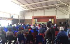 At least 300 people have already gathered at the Masibambane Secondary School in Kraaifontein. Picture: Monique Mortlock/EWN.