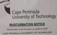 A screengrab of the fake CPUT notice being circulated on social media.