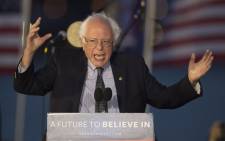 FILE. Democratic presidential candidate Bernie Sanders addresses a rally on 18 April, 2016 in New York. US presidential hopefuls are making last-minute pitches in New York on the eve of the state’s most decisive primary in decades. Picture: AFP.