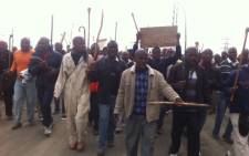 Lonmin miners march, demanding better pay. Picture: Taurai Maduna/EWN.