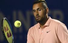 FILE: Australia's Nick Kyrgios hits the ball during his Mexico ATP Open 500 men's singles tennis match against France's Ugo Humbert in Acapulco, Guerrero State, Mexico on 25 February 2020. Picture: AFP