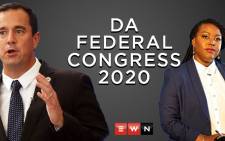 DA leader hopefuls John Steenhuisen and Mbali Ntuli. Picture: Xanderleigh Dookey/EWN.