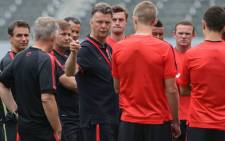 Louis van Gaal leads a training session with his Manchester United squad. Picture: Official Manchester United Facebook Page.