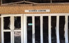 The Science Centre at the North West University's Mahikeng campus after it was torched during student protests, 25 February 2016. Picture: Vumani Mkhize/EWN.