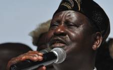FILE: Kenyan opposition National Super Alliance (NASA) coalition leader Raila Odinga addresses supporters after having himself sworn in as the 'people's president' on 30 January 2018 in Nairobi. Picture: AFP
