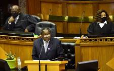 Finance Minister Tito Mboweni delivers his Medium-Term Budget Policy Speech in Parliament on 28 October 2020 in Cape Town. Picture: GCIS