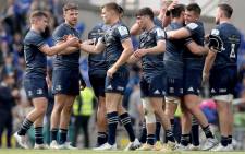 Leinster's team players celebrate at the end of the European Champions Cup semifinal rugby union match between Leinster and Toulouse at Aviva Stadium in Dublin on 14 May 2022. Picture: PAUL FAITH / AFP