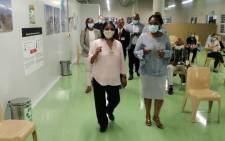 State Security Minister Ayanda Dlodlo (right) during an inspection of Groote Schuur Hospital ahead of COVID-19 vaccine rollout in Cape Town on 3 May 2021. Picture: Kaylynn Palm/Eyewitness News