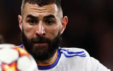 Real Madrid's French striker Karim Benzema eyes the ball during the UEFA Champions League Quarter-final first leg football match between Chelsea and Real Madrid at Stamford Bridge stadium in London, on April 6, 2022. Picture: Adrian Dennis / AFP