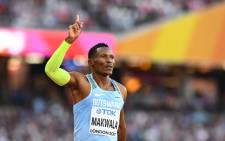 Botswana's Isaac Makwala reacts after the semi-finals of the men's 400m athletics event at the 2017 IAAF World Championships at the London Stadium in London on 6 August 2017. Picture: AFP.