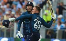 England's Jason Roy celebrates scoring a century against Australia during their ODI match at Chester-le-Street on 21 June 2018. Picture: AFP