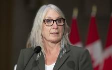 FILE: Minister of Indigenous Services and minister responsible for the Federal Economic Development Agency for Northern Ontario Patty Hajdu speaks during a press conference in Ottawa, Canada on 26 October 2021. Picture: Lars Hagberg/AFP
