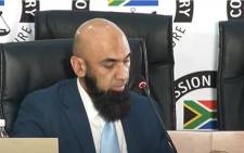 A screengrab of Transnet finance executive Yousuf Laher appearing at the state capture inquiry in Johannesburg on 21 October 2020. Picture: SABC/YouTube








