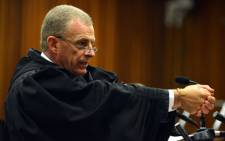 Gerrie Nel gestures during a cross-examination during the Oscar Pistorius murder trial at the High Court in Pretoria on 14 April 2014. Picture: Pool.